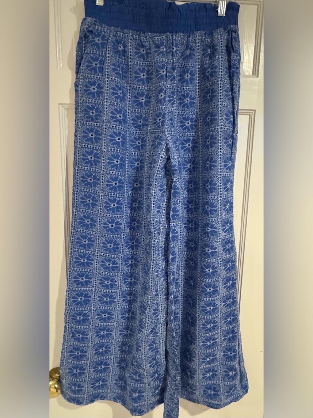 Women’s  Blue Patterned Wide-Leg Bottoms